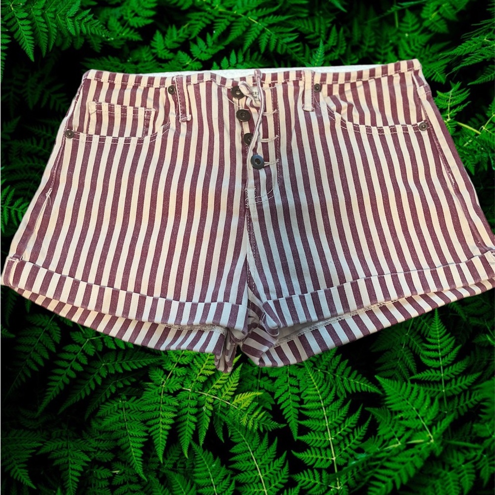 Forever 21 Shorts Womens Juniors 30 Striped Buttons Pockets